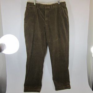 Polo Ralph Lauren Corduroy Pant Men 36- 38x32 Brown Velvety Soft Flat Front